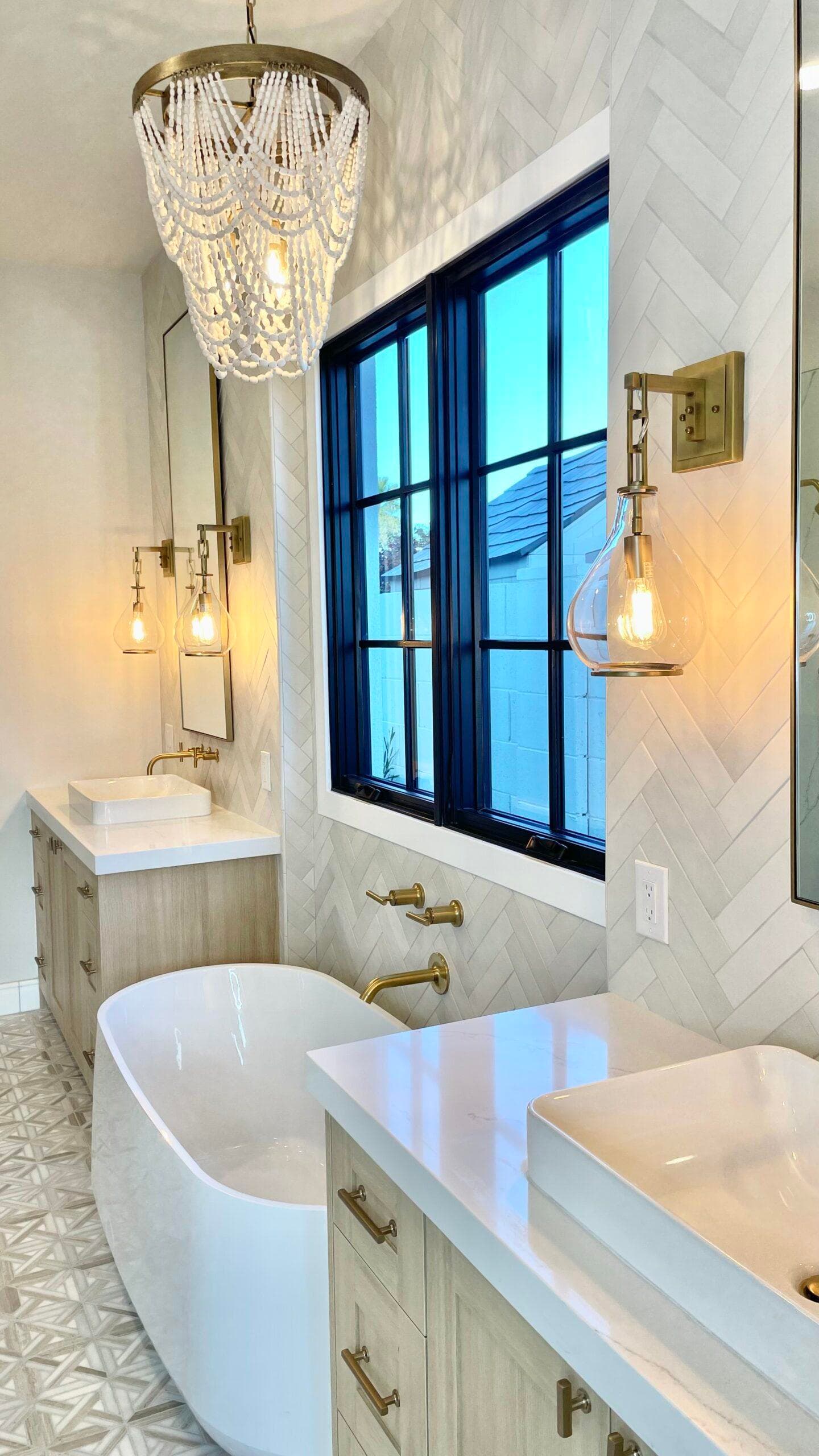 Luxury bathroom lighting and electrical detail